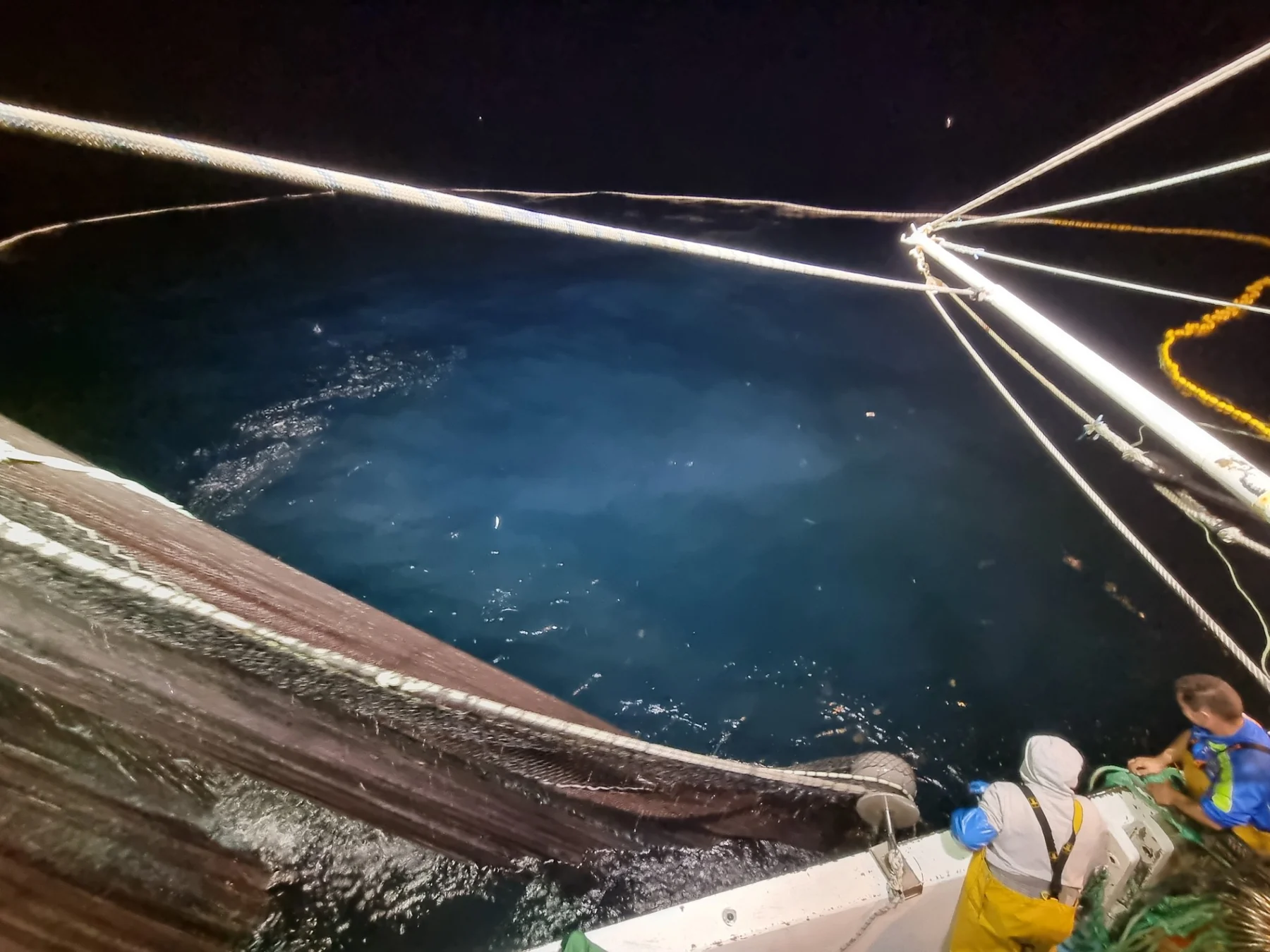 Asistencia técnica a la flota pesquera durante faena nocturna